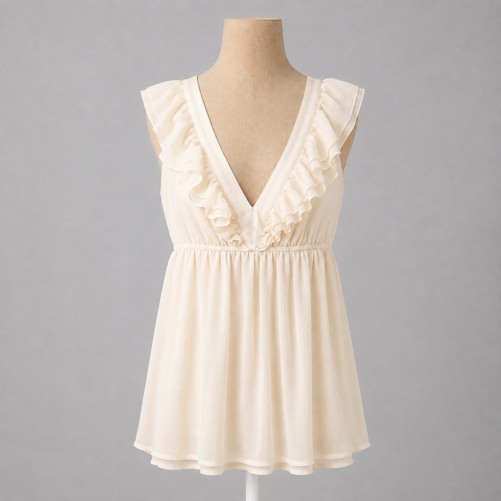 Vintage Y2K Candies Ruffle Babydoll Top Size S Cream Fairy Dreamy Boho Layered